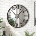 Large Modern Mirror Wall Clock – Black