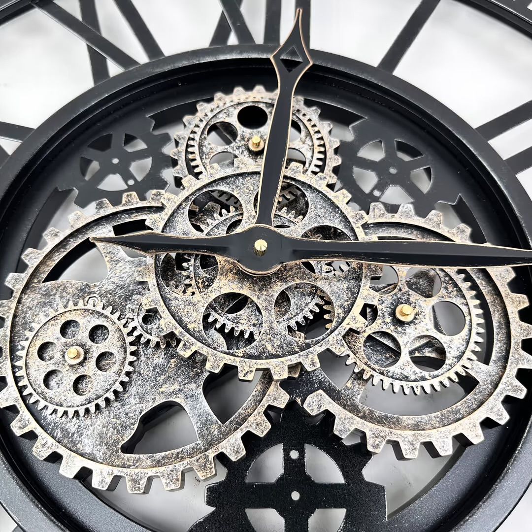 Oversized Wall Clock - Skeleton Gears Industrial Style